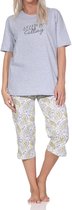 Normann dames capri pyjama korte mouw met frontprint & paisley ook in grote maten