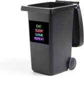 Sticker conteneur Gaming - Led - Citation - Eat sleep game repeat - Jeux - 40x40 cm - Kliko sticker
