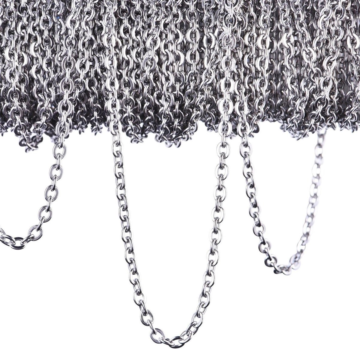 Stainless Steel Kabel Ketting van 12 Meter voor DIY Sieraden, Zilverkleurig, 2.4mm Dikte, Robuust en Duurzaam