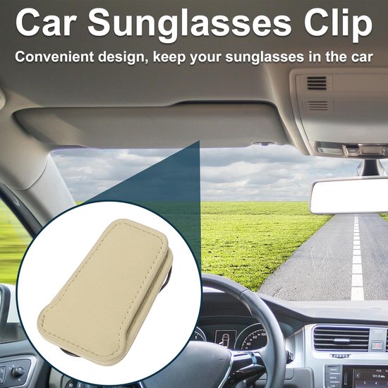 Zonnebril Clip Auto - Brillenhouder Zonneklep - Veilig Opbergen - Magnetisch Design - 8.5x4.5cm - Beige van Merkloos — afbeelding 2