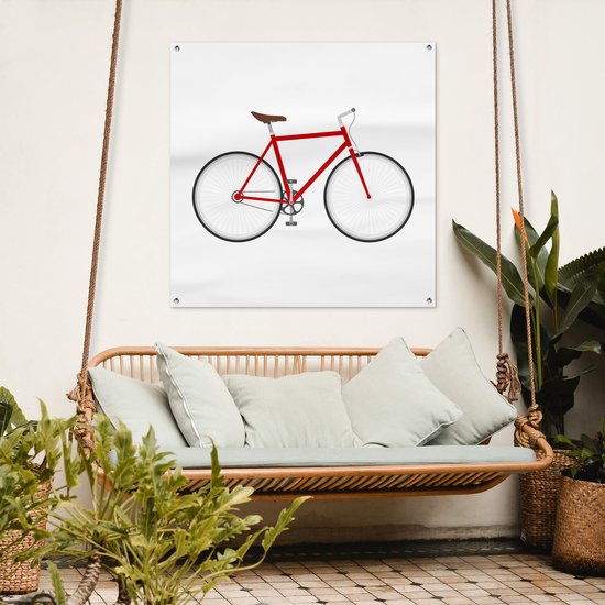 Toile de jardin Vélo de course - Rouge - Wit - 100x100 cm
