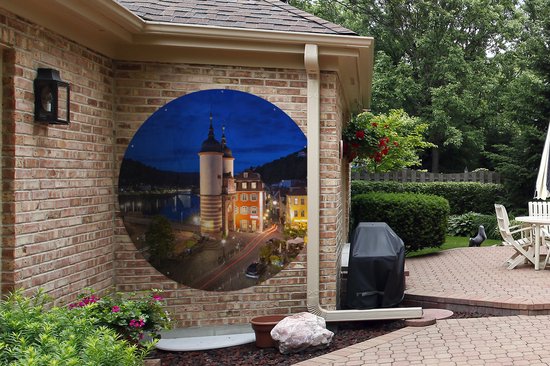 Tuincirkel Duitse stad Heidelberg in de avond - 150x150 cm - Ronde Tuinposter - Buiten