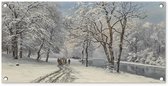 Affiche de jardin Le jardin anglais de Munich en hiver - peinture d' Anders Andersen- Lundby - 80x40 cm