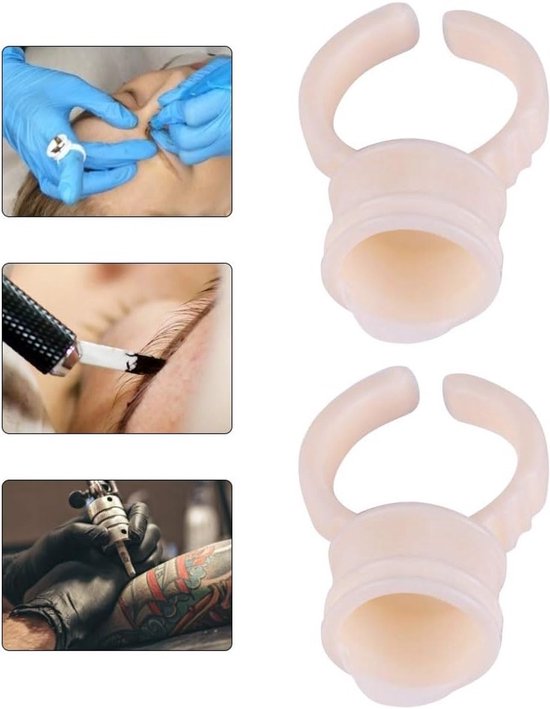 Set van 100 Wegwerp Silicone Ring Cups voor Semi-Permanente Tattoo Inkt en Microblading, Perfect voor Professionals en Beginners, Pigment Inkt Houder en Accessoire — afbeelding 3