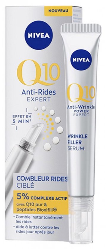NIVEA Q10 Anti-Rimpel Expert verpakking met tube, effect in 5 minuten.