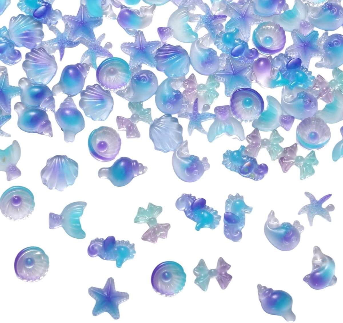 100 Stuks Ocean Nail Charms - Luminescente 3D Strand Nagelversieringen voor DIY Sieraden en Kunstprojecten met Zee-Thema