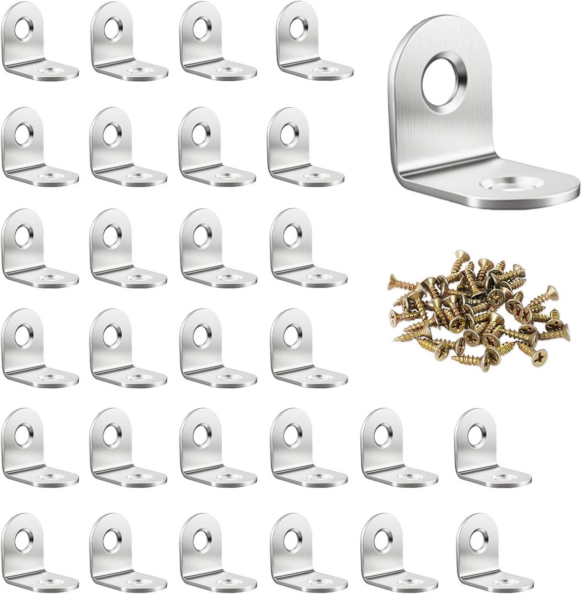 Hoekbeugels - L-beugels reparatieconnector - Meubels verstevigen - Roestvrij staal 304 - 20x20x16mm 28 stuks - Onbehandeld