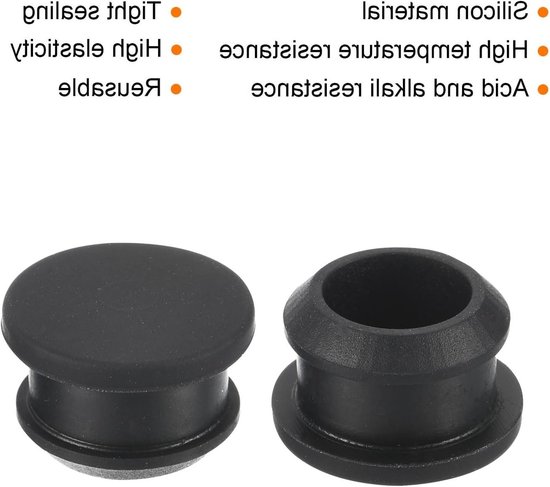 6 stuks siliconen klikbare stoppen, 14 mm diameter gatstoppers, rubberen paneelafdichtingshoes, verzonken type paneel, rond voor keuken, rubberen schotten, waterdichte afdichtpluggen, zwart van Merkloos — afbeelding 5