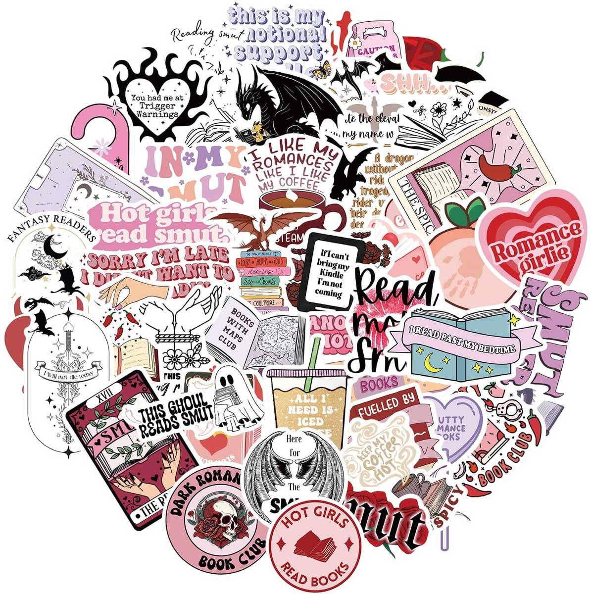 Cosensi- Boekenstickers 52 Stuks - Waterdichte Anime Stickers - Kawaii Leesstickers - Decoratie voor Laptop/Dagboek - Schattige Stickers voor Meisjes - Decoratiestickers