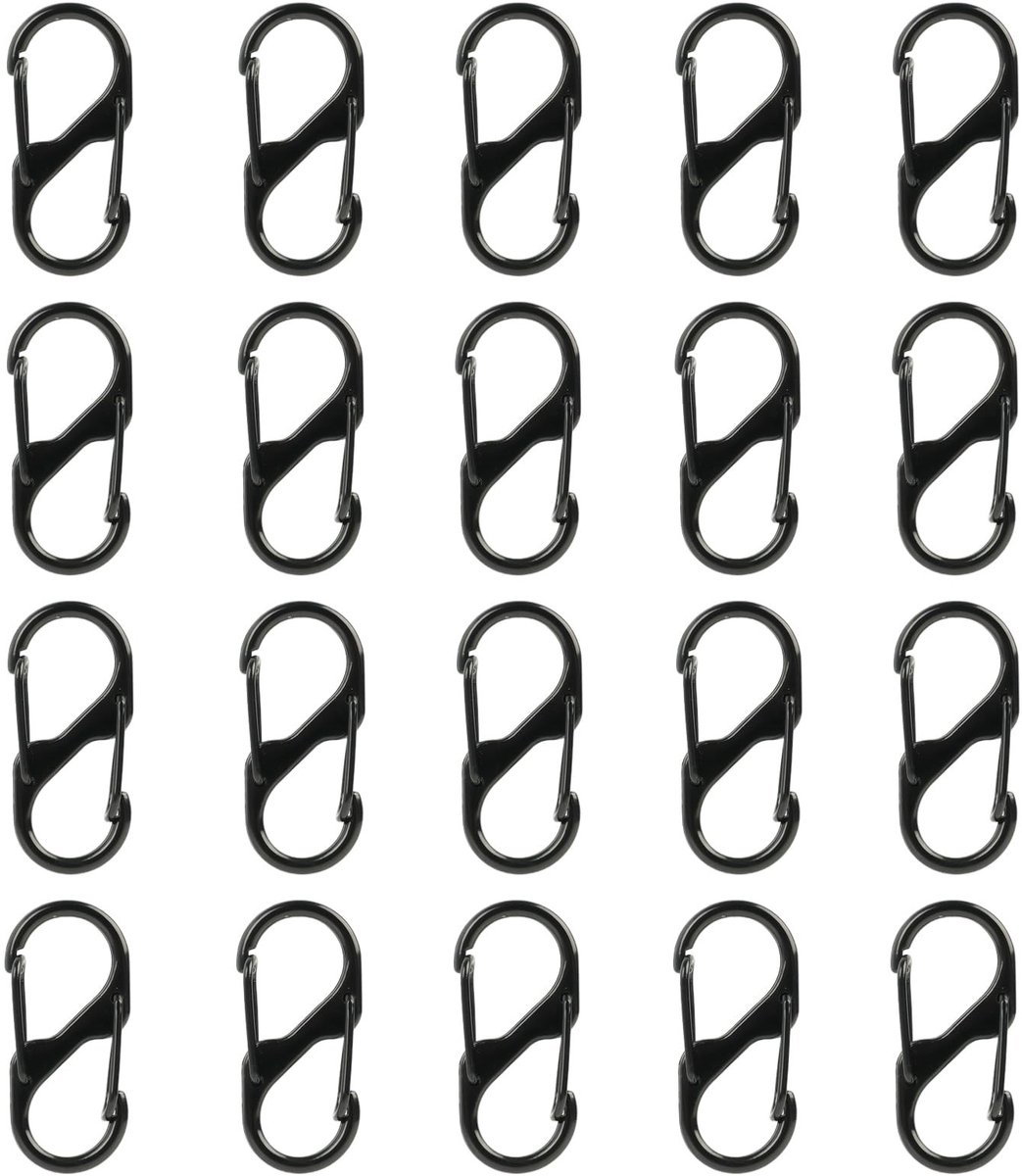 Cosensi- Karabijnhaak set van 20 - Kleine S-karabijnhaken - Sleutelkarabijnhaken - Compact - Duurzaam metaal - Voor outdoor en reizen - Haakjes