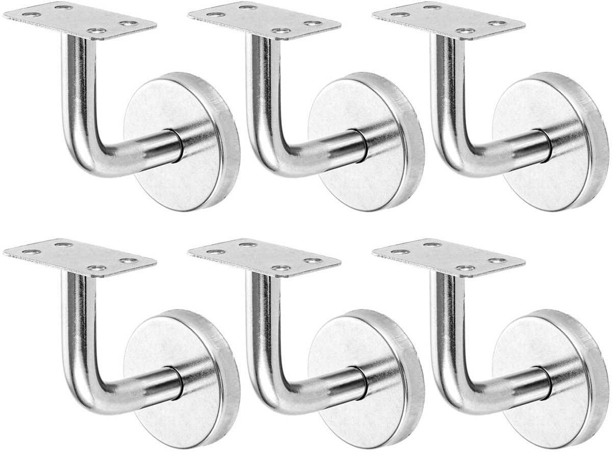Cosensi- Leuninghouder Roestvrij Staal - 6 Stuks - Bevestigingsset - 60 x 60 mm - Inclusief Schroeven - Eenvoudige Installatie - Leuningen