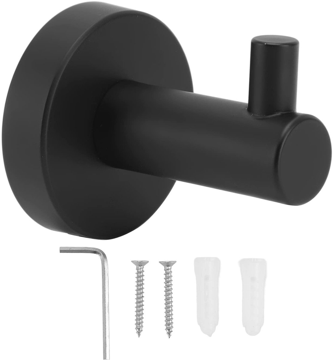 Cosensi- Handdoekhaken Roestvrij Staal - Wandhaak Zwart - Wandbevestiging - Douchehanddoekhanger - Modern Design - 5x2x1.2cm
