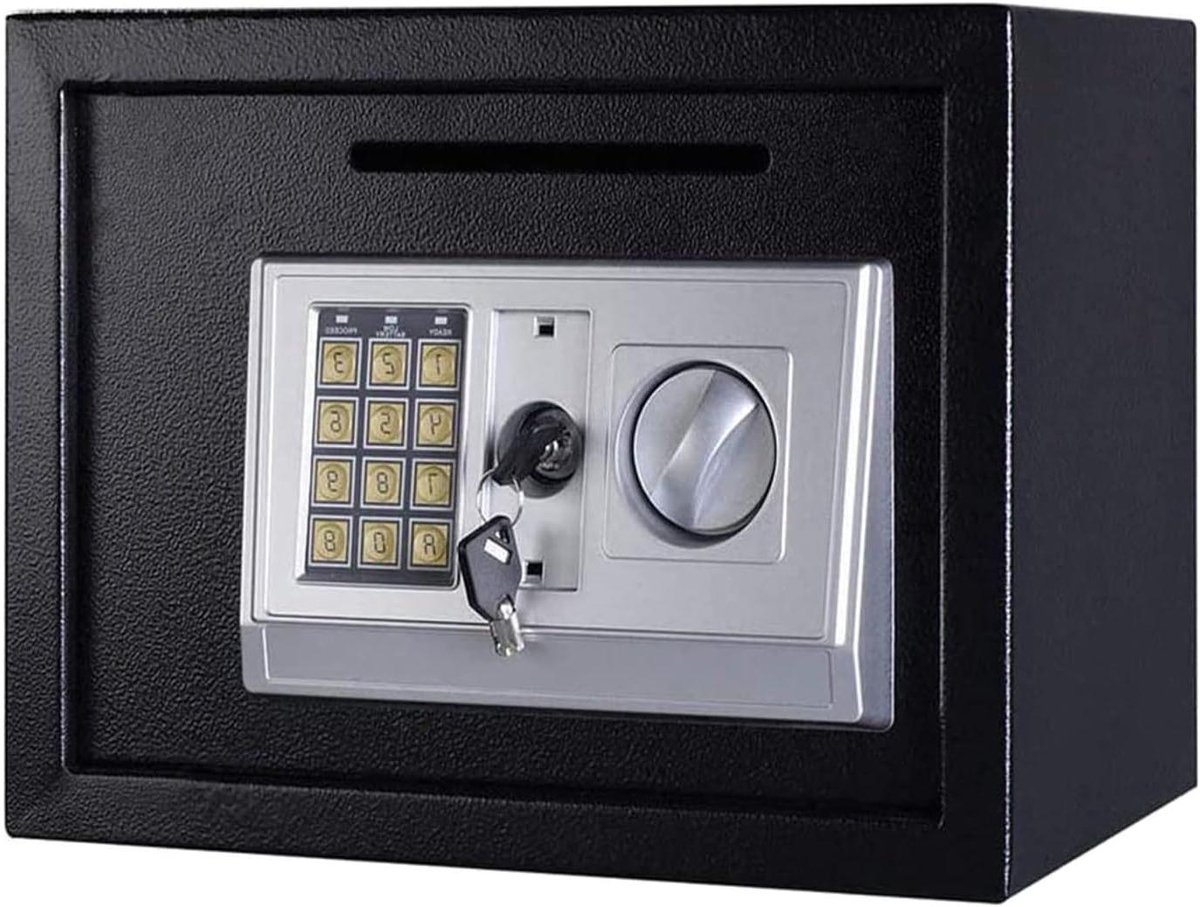 Digitale Kluis - Stalen Kluis Elektronische Kluis - Waardevolle Spullen Beveiligen - Brandwerend en Waterdicht - 16 Liter - Zwart