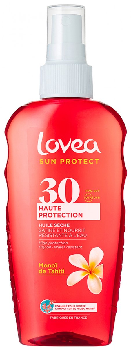 Lovea Tahitiaanse Monoï Droge Olie Hoge Bescherming SPF30 150 ml