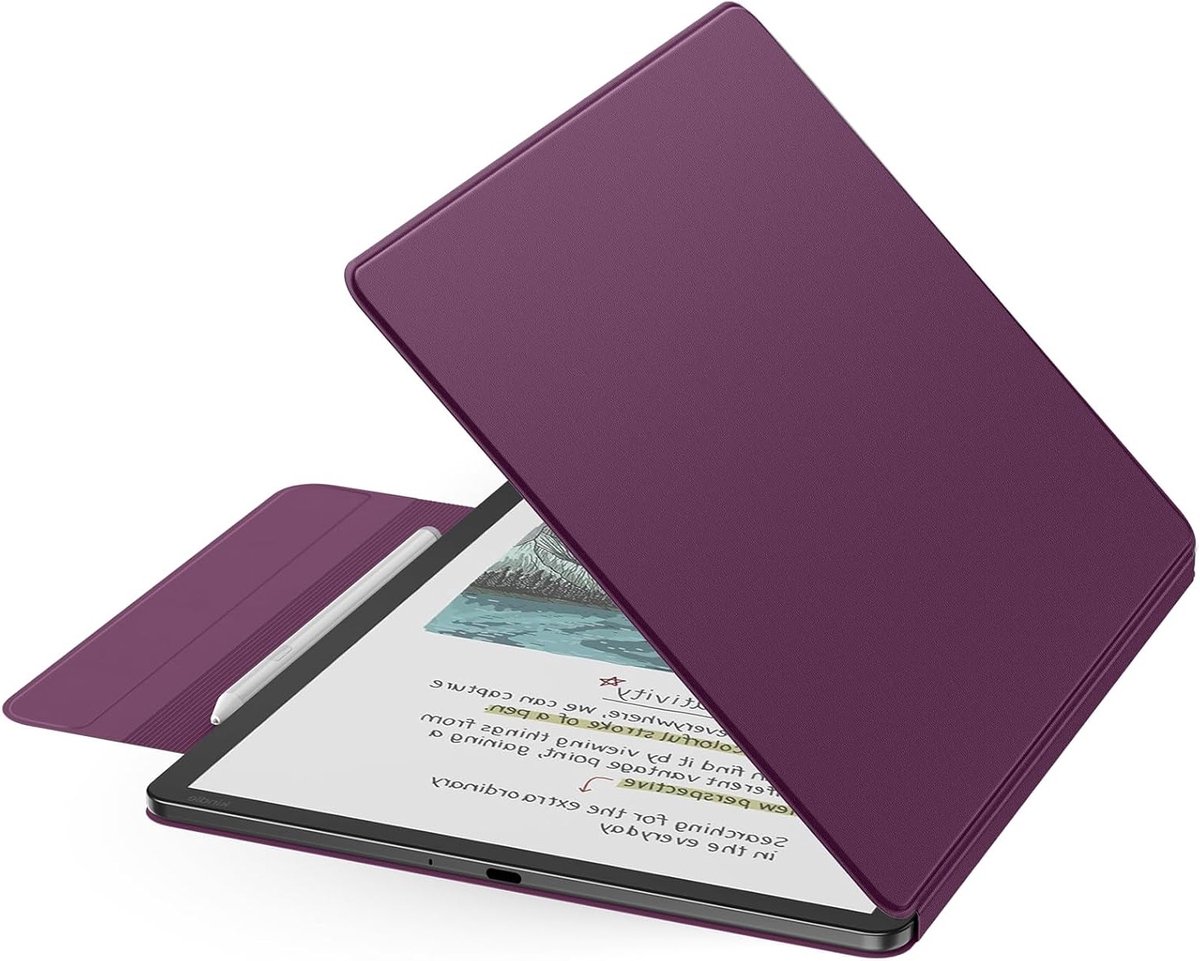 Slim Folio Premium PU Leren Hoes voor 11" Kindle Scribe 2025 - Magnetische Case met Pen Clasp en Auto Sleep/Wake, Donkerpaars, Bescherming en Stijl