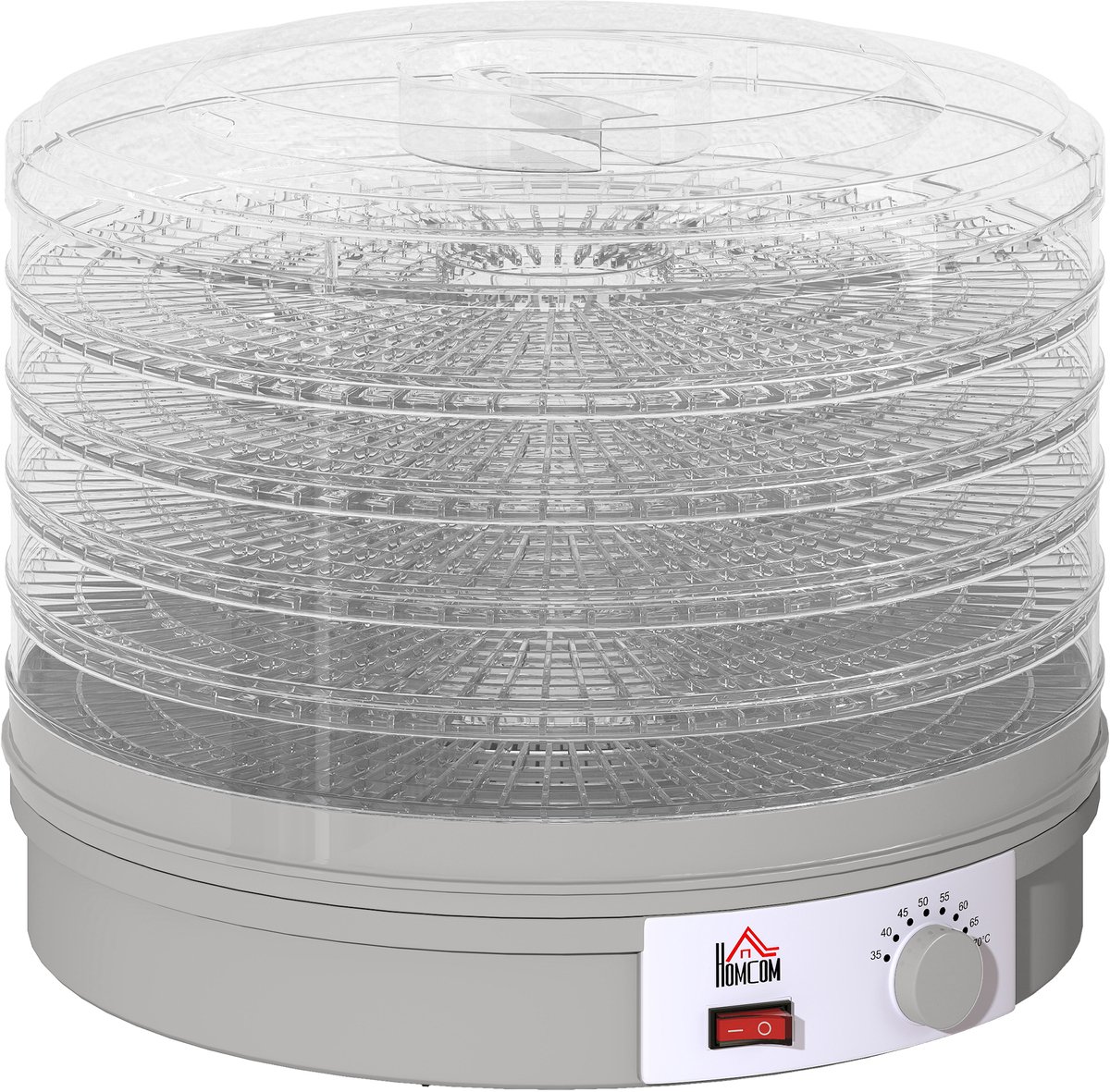4goodz 5-laags voedseldehydrator, 245W droogoven met instelbare temperatuurregeling, Grijs