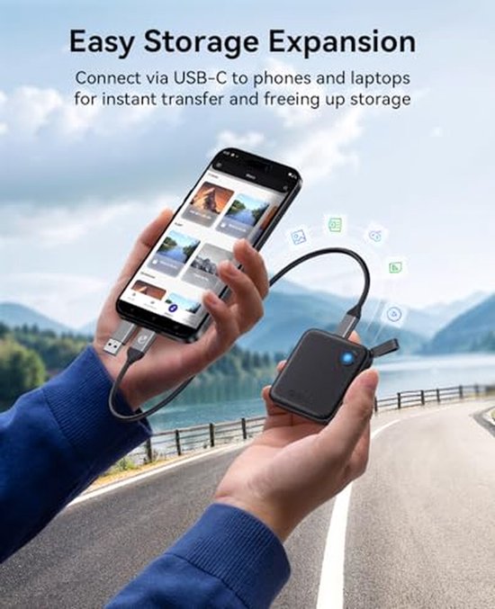 Draagbare SSD 4TB met 2-in-1 USB-C Kabel - Snelle Externe Solid State Drive voor Smartphone, Tablet en PC — afbeelding 3