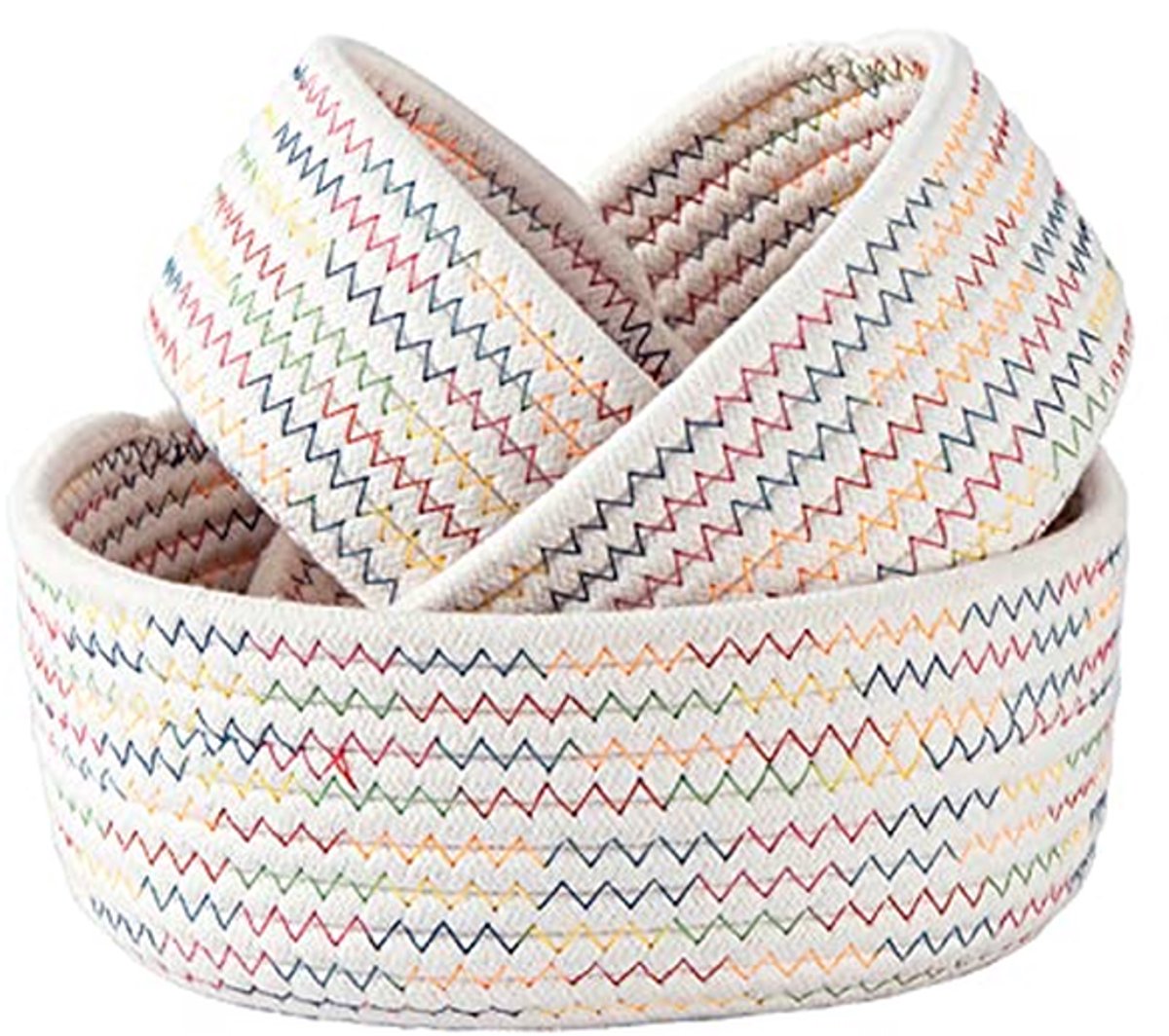 Katoenen Touw Opbergmanden Set van 3 - Decoratieve Organizers voor Tablets, Sieraden en Speelgoed - Ronde Witte Mandjes voor Huis & Kantoor