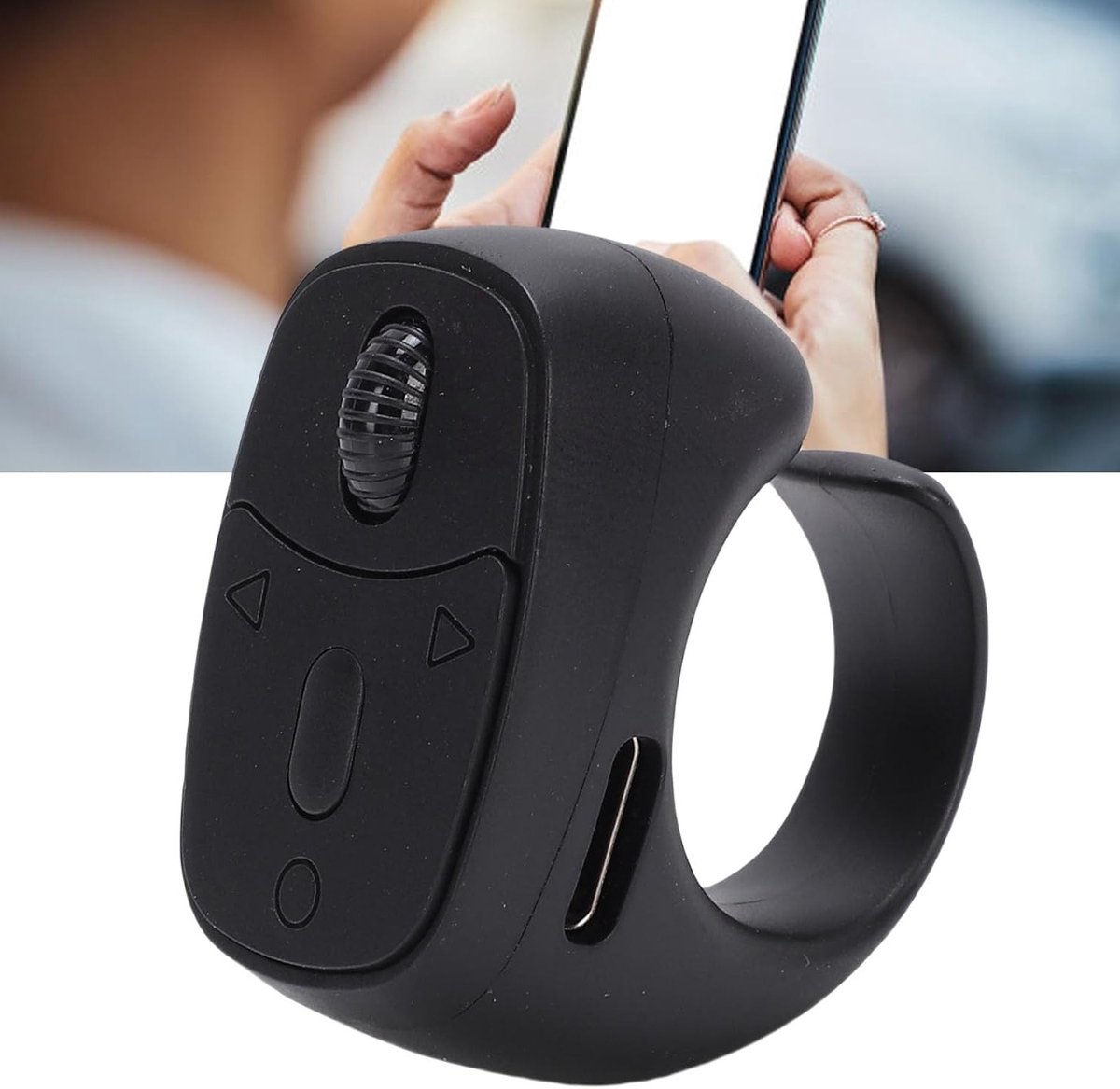 Multifunctionele Scrolling Ring voor TikTok, Bluetooth Afstandsbediening voor Camera en Video-opnames, Geschikt voor Telefoon en Tablet (Zwart)