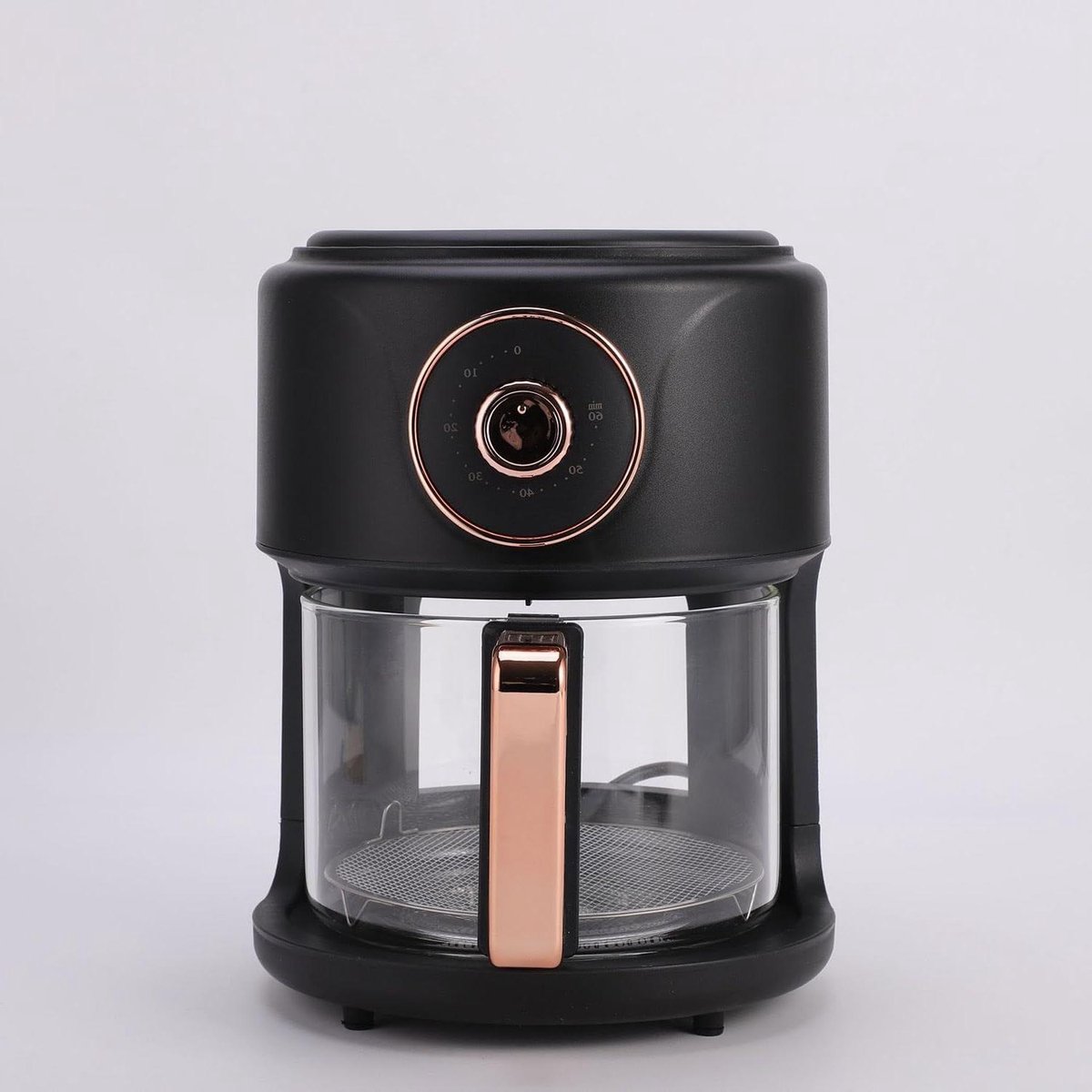 Glazen Luchtfriteuse - Heteluchtoven - Gezinsmaaltijden Bereiden - 360° Zichtbare Mand - 6 Liter Capaciteit - Zwart