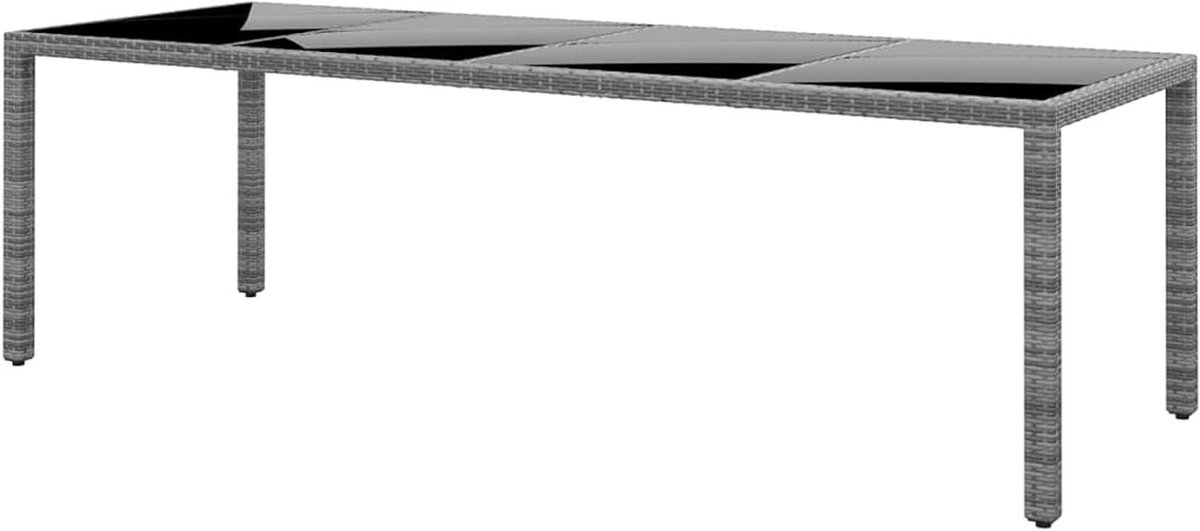 Tuintafel - Eettafel Terras - Buiten Leven - Gehard Glasblad - 250 x 100 cm - Grijs