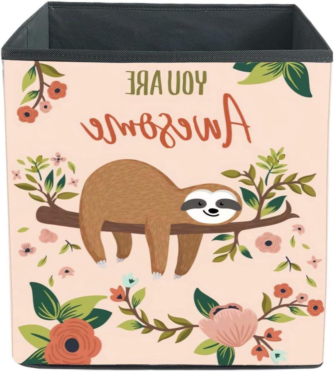 Speelgoedkist Kinderen - Opbergmand Bak - Speelgoed Opbergen - Opvouwbaar Ontwerp - 33x33x33 cm - Roze Luiaard