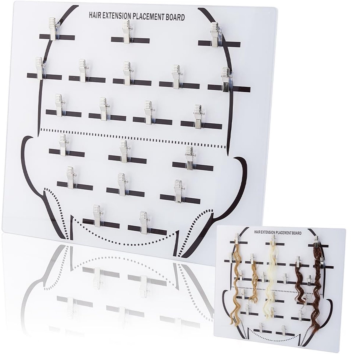 NTH products- Haarhouder Professioneel Ontwerp - Pruik Houder - Haarverlenging Board - Acryl Display Rack - 21 Stuks Clips - Duurzaam Kunststof 29,8x34,1 cm - Pruikenrek