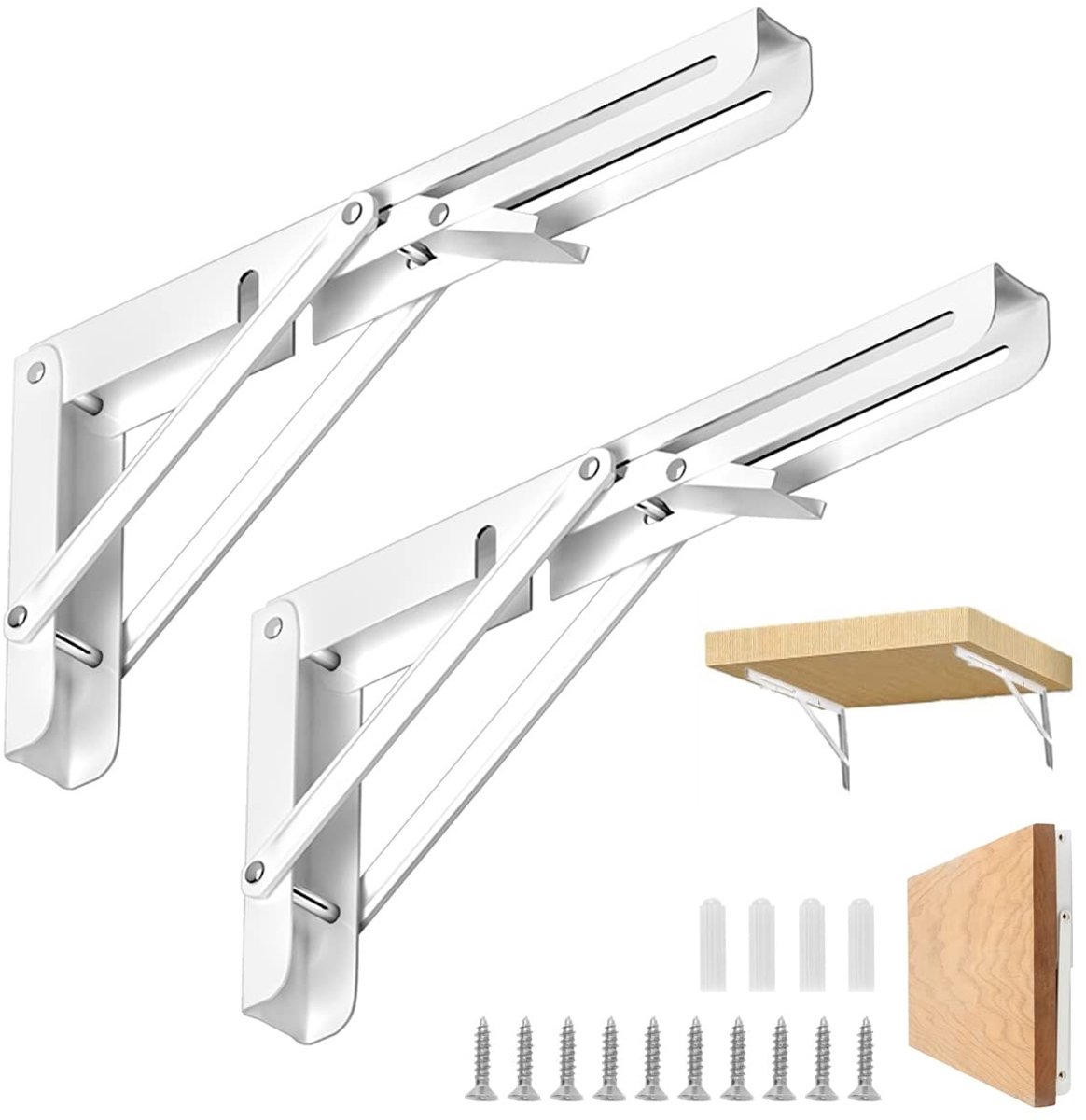 NTH products- Klapconsole Zwaar Belastbaar - 200 mm Hoekplankdrager - Roestvrij Stalen Plankhoek - Ruimtebesparend - Voor Werkbanken - Inclusief Installatiestappen - Wandbeugel