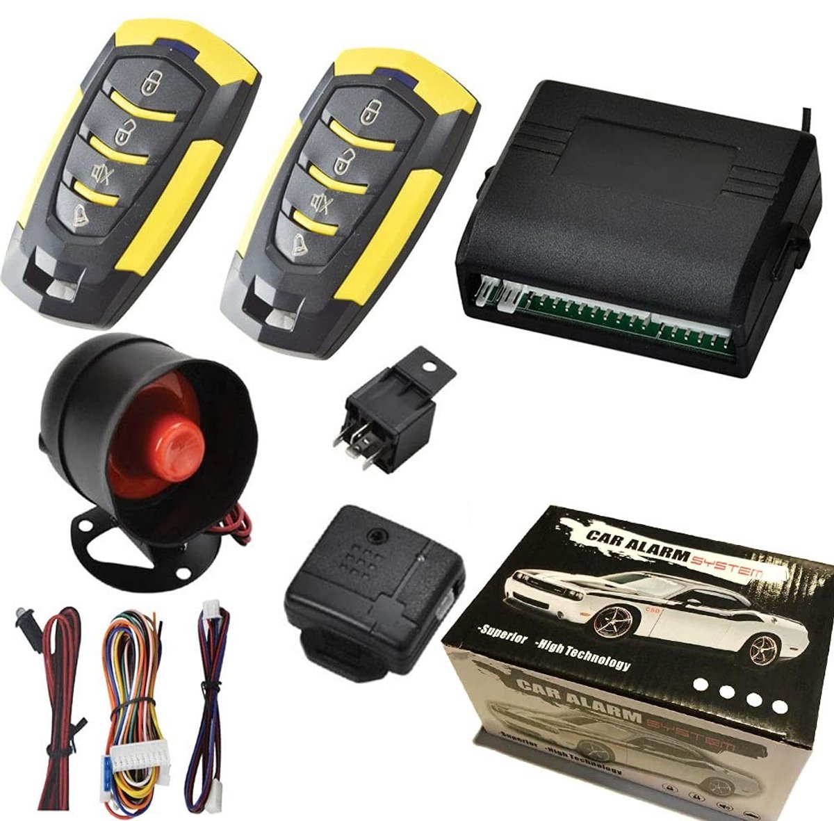 MTTproducts - Auto-veiligheidsalarmsysteem - Sleutelvrije centrale vergrendelingskit - LED-lampje - Anti-diefstal - Vergrendelingssysteem op afstand -...