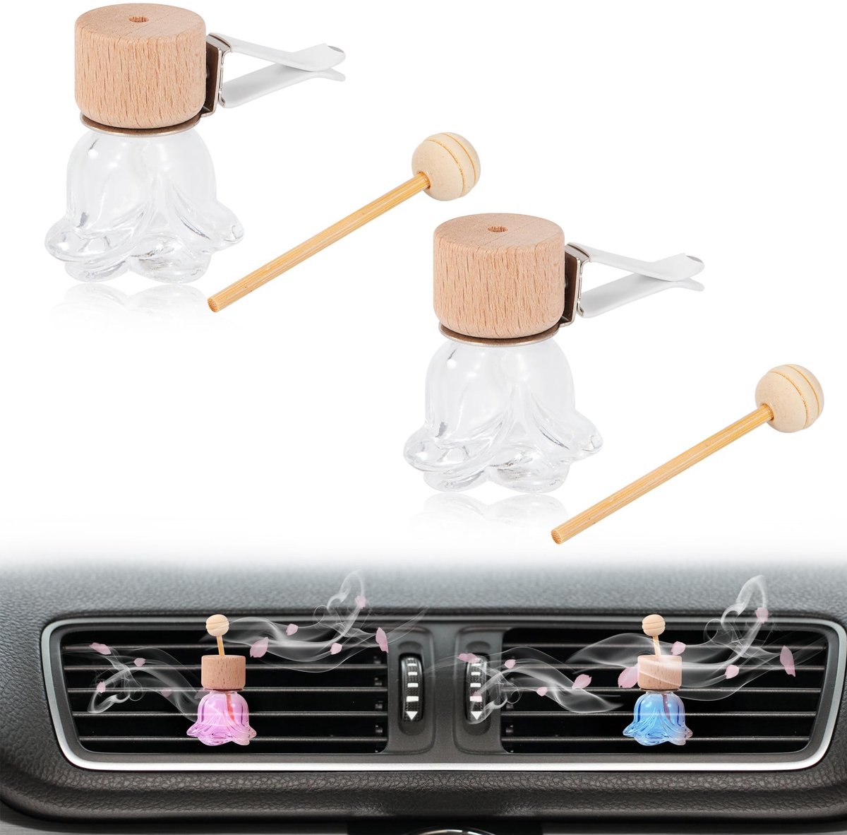 MTTproducts- Autoparfum Rozenvorm - Auto Geurverfrisser - Luchtverfrisser Auto - Luchtverfrisser Spray - Parfum Fles - Uniek Ontwerp