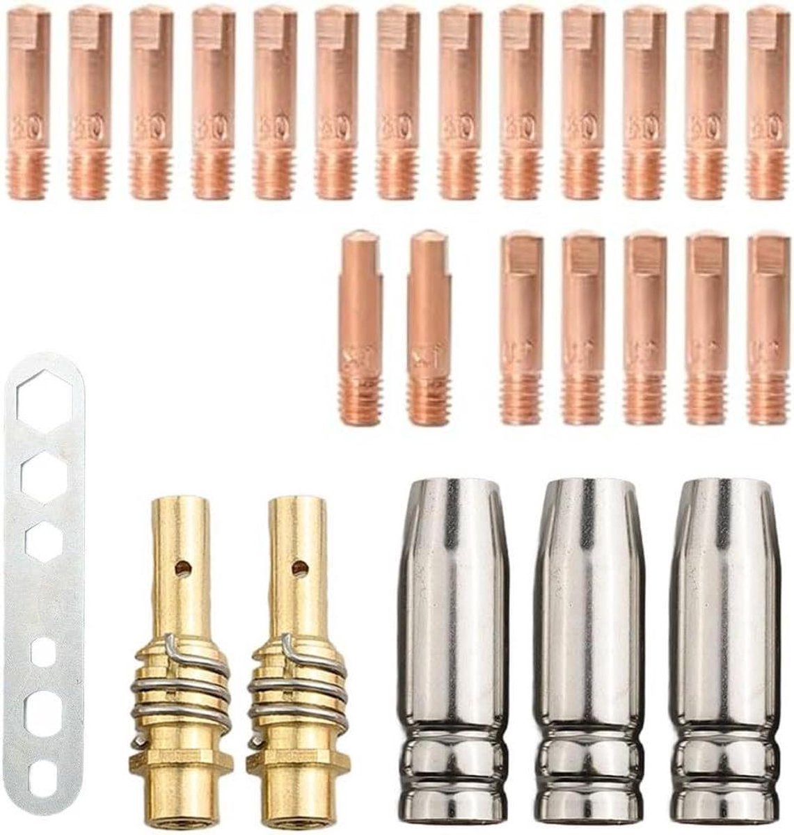 Lasaccessoireset - MIG onderdelen - Metaalverbinding - Koperen constructie - 26 Delig - Koperkleurig