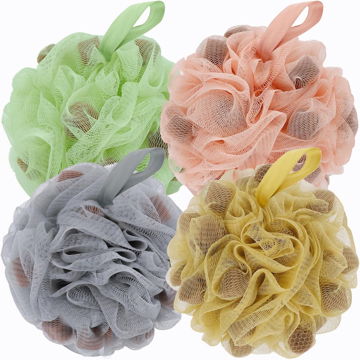 Badspons Mesh Set - 4 Luxe Douchesponzen voor Bad en Lichaamsverzorging