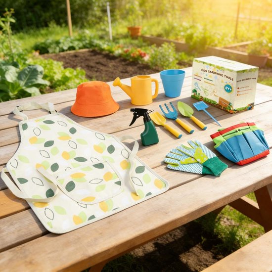 Kinder Tuingereedschap Set - Buiten Speelset - Planten en Graven - 11 Delig Inclusief Gieter van Kinder — afbeelding 2