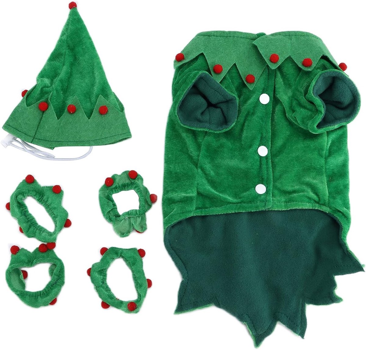 Comfortabele huisdier kostuums in kerstelf stijl - Grappige cosplay outfits voor honden en katten van zacht materiaal voor koude seizoenen, ideaal voor feestdagen en evenementen