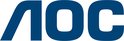 Het blauwe AOC-logo op een witte achtergrond.