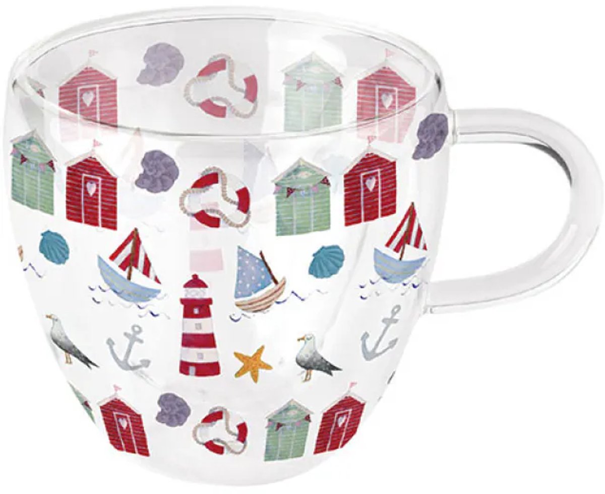 Ambiente Nautical Items Dubbelwandig Glas 0.2L – Maritiem Design - set van 6