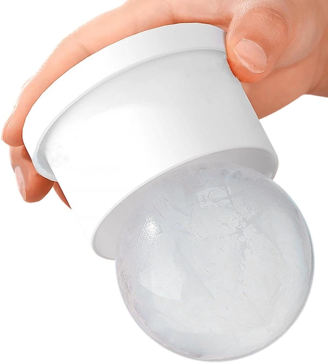 IJsblokjesvorm Rond - Grote IJsballen - Dranken Koelen - Stapelbaar Deksel - 5.5 x 5 cm - Wit