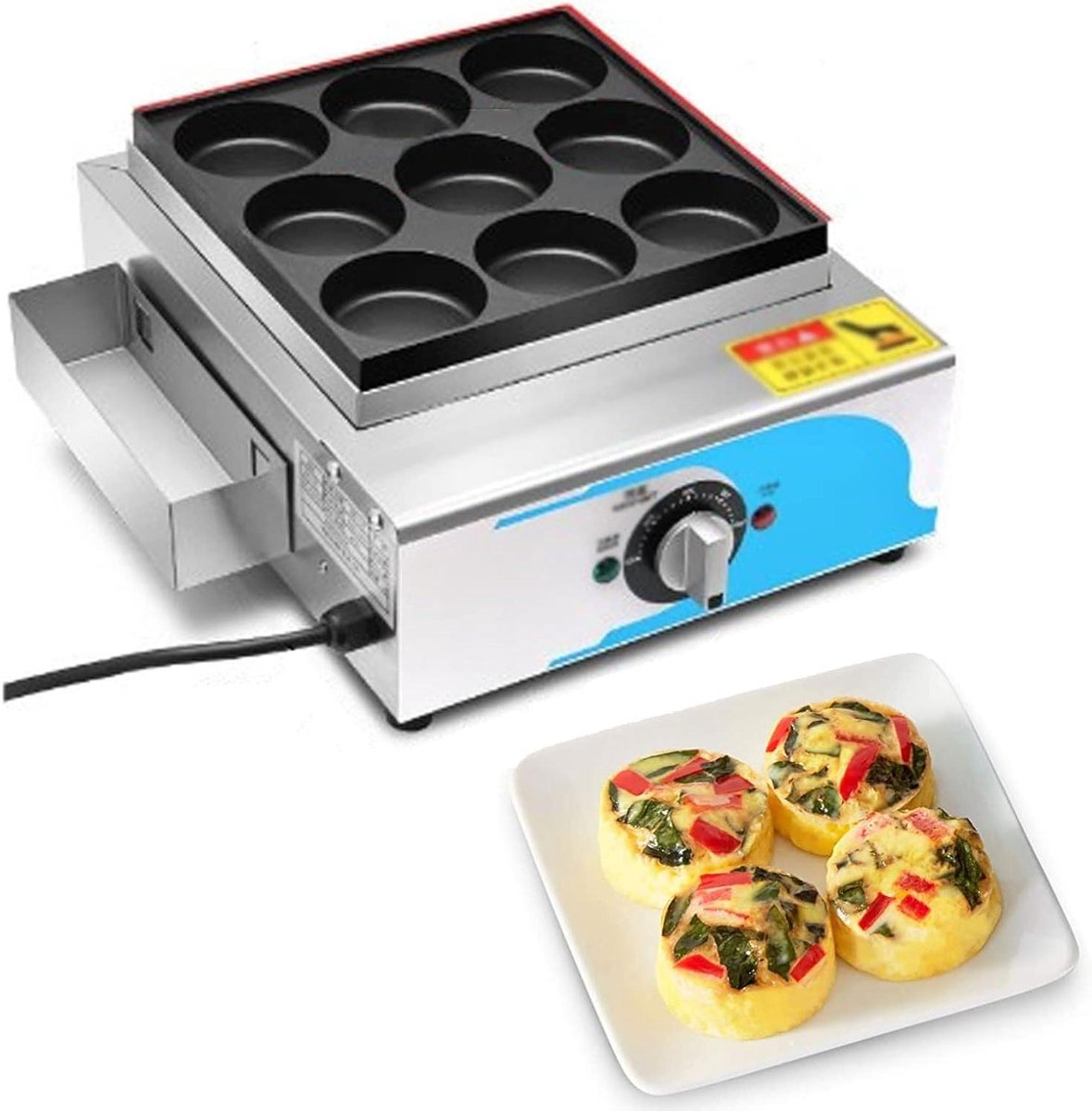 Ei Bite Maker - Ontbijt Bites - Snelle Maaltijden - Non-stick Kookplaat - 9 Gaten - Zwart