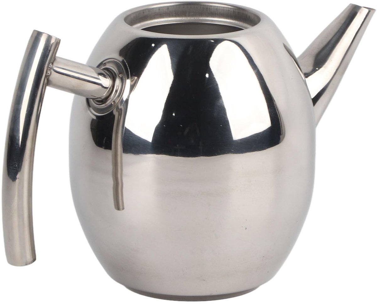 OmGoods - Dailygoody - Theeketel - Roestvrij Staal - Met Theezeef - 1 Liter - Voor Hotel en Restaurant - Vaatwasserbestendig - Zilver