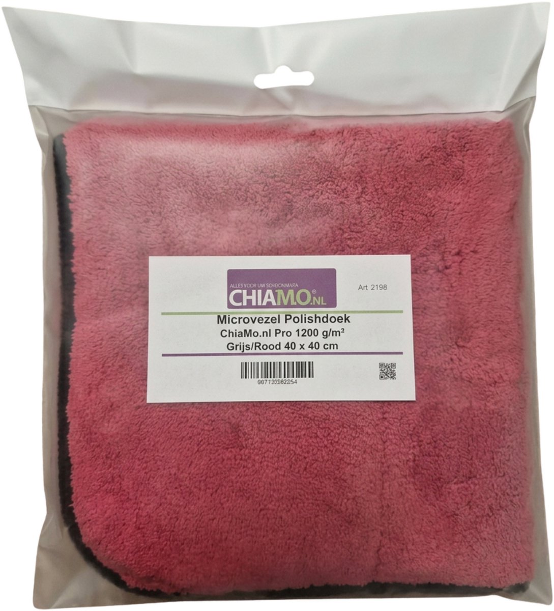 Microvezel Polishdoek ChiaMo.nl Pro 1200 g/m² Grijs/Rood 40 x 40 cm