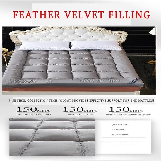 Oprolbare futonmatras - Vloerbed - Comfortabel slapen - Ergonomisch ontwerp - 180 x 200 cm - Grijs — afbeelding 2