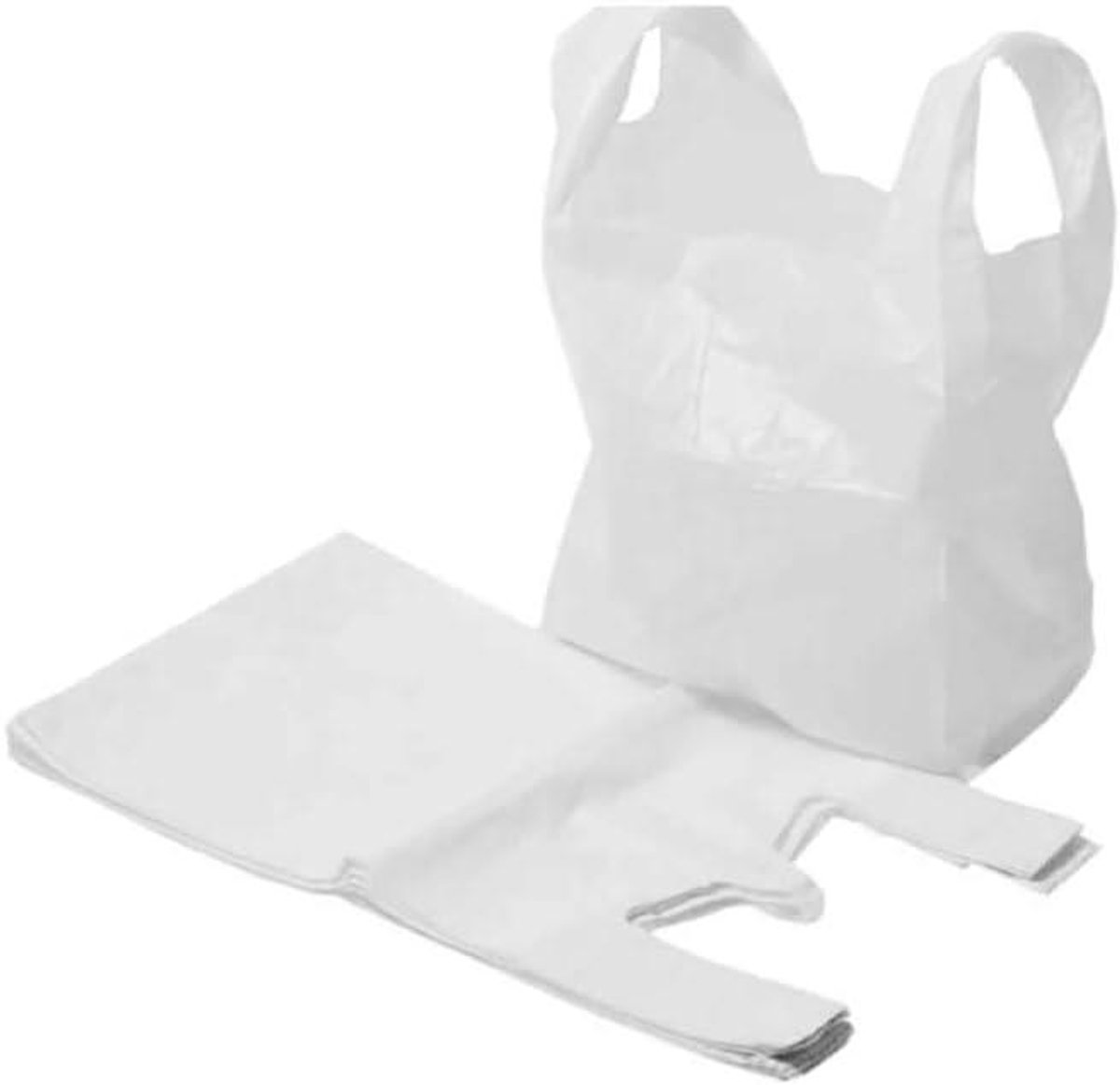 Hemddraagtassen - Plastic tassen - Winkelen - Scheurvast - 2000 stuks - Wit