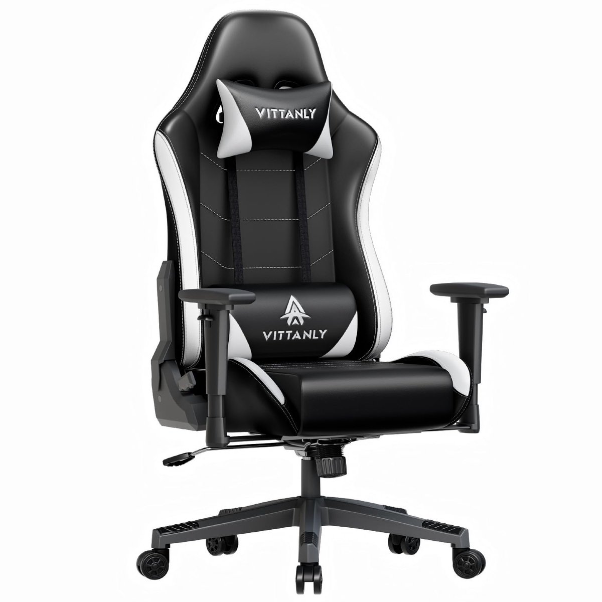 Homaxy - Game Stoel - Gaming Stoel - Gaming Stoel - Ergonomische Bureaustoel - Gamestoel - Verstelbaar - Gaming Chair - Gamingstoel met hoofdsteun - Zwart / Wit