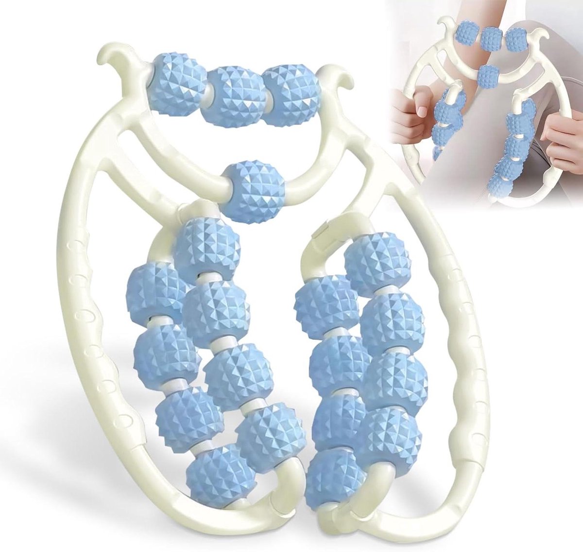 Massageapparaat - Cellulitis roller - Spierherstel - 20 masserende wielen - 27 x 24 cm - Blauw