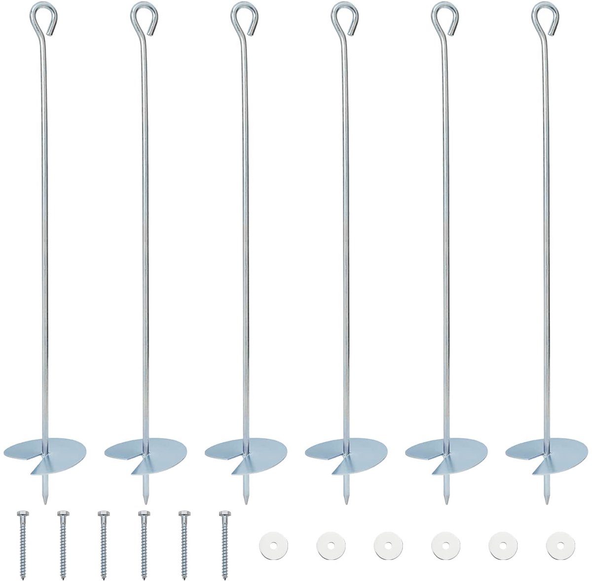 vidaXL - Aardanker - 6 - pcs - Zilverkleurig - Ø10 - x - 60 - cm - Gegalvaniseerd - Metaal