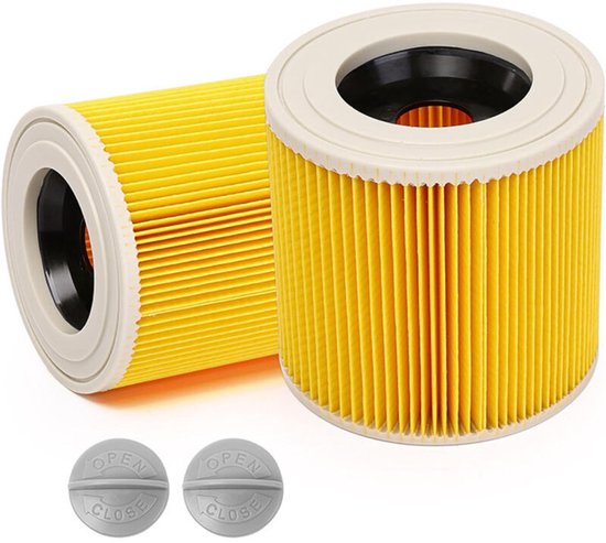 2x Patroonfilter geschikt voor Kärcher WD1, WD2, WD3 en A series Luchtafvoer Filter Cartridge Water stofzuiger - Cartridgefilter - Filter - Stofzuiger Filter - Voor mensen met allergie voor fijnstof / geuren