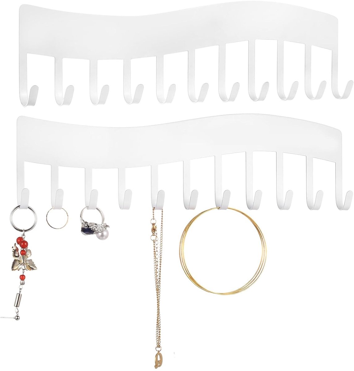 Famanu – Set van 2 kettinghouders, muur sieradenopslag voor halskettingen en armbanden, hangende organizer