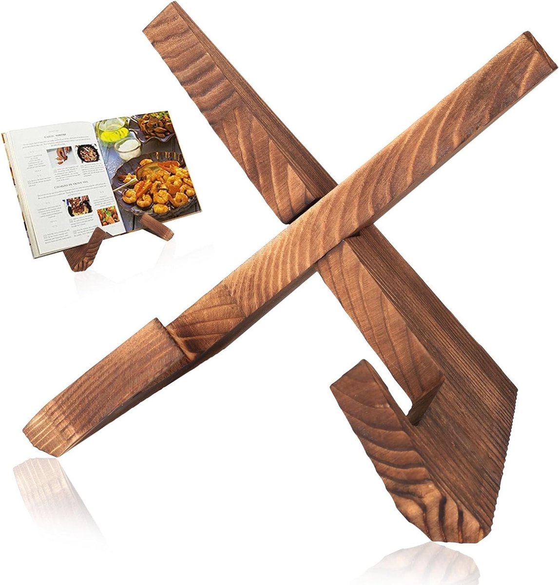 Houten Kookboekstandaard Rustiek voor Keuken en Lezen