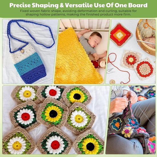 Inklapbaar haaknaaldenblok 58 x 29 cm voor Granny Squares met 30 roestvrijstalen stiften en opbergdoos, ideale breimat van bamboe voor haken en breien van Merkloos — afbeelding 5