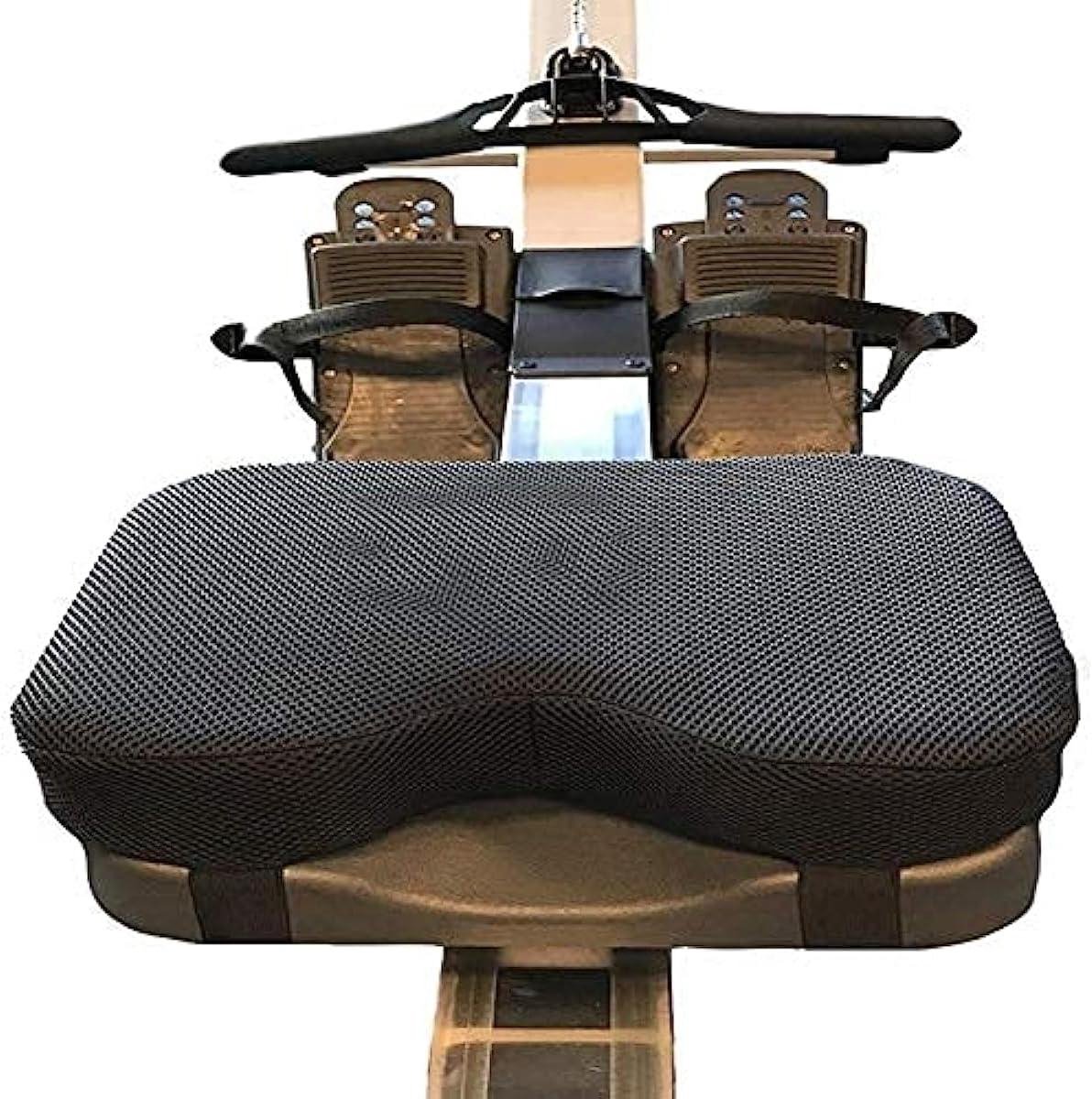 Roeimachine Zitkussen - Comfort Pad - Comfortabel Trainen - Antislip met Riemen - 32 x 22 x 7 cm - Zwart